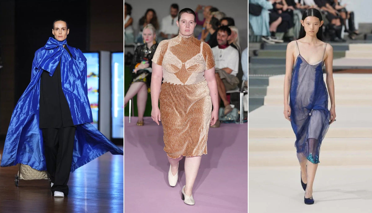 De la gauche vers la droite, Marie Adam-Leenaerdt, Ester Manas et Julie Kegels pour la Paris Fashion Week printemps-été 2027